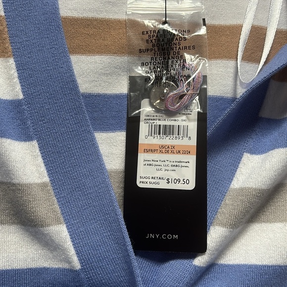 Jones New York Collection Multi Color stripes Button Down Cardigan Sz 2X - Picture 8 of 8
